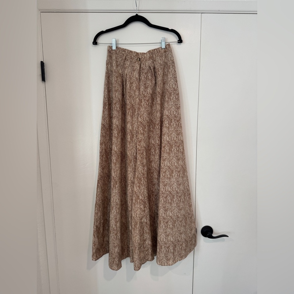 Le Rêveur Boutique Wide-Leg Pants | Size Small | Brown Cream Print - Picture 1 of 6